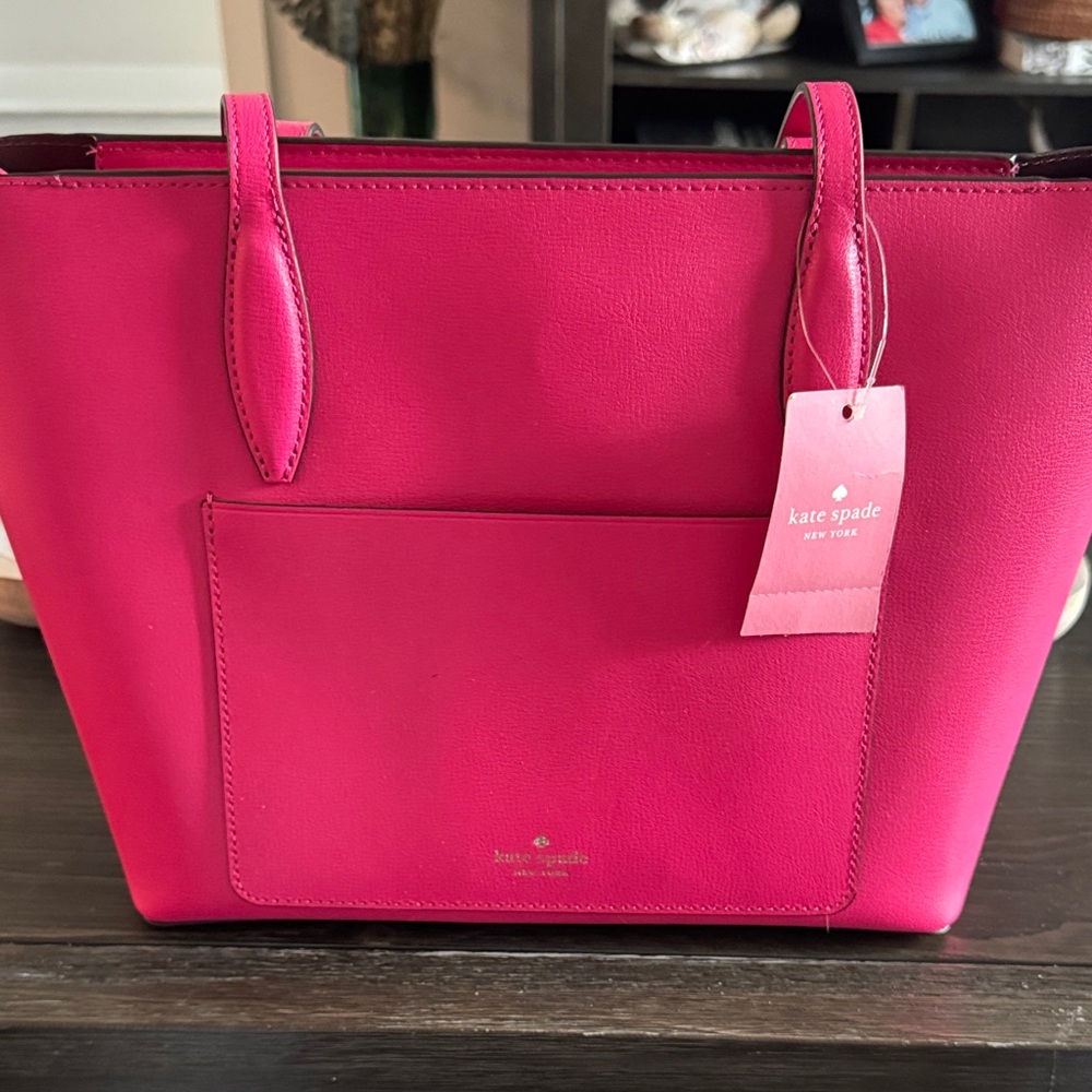 kate spade Hot Pink Leather Tote with Gold Spade Accent - Picture 3 of 3